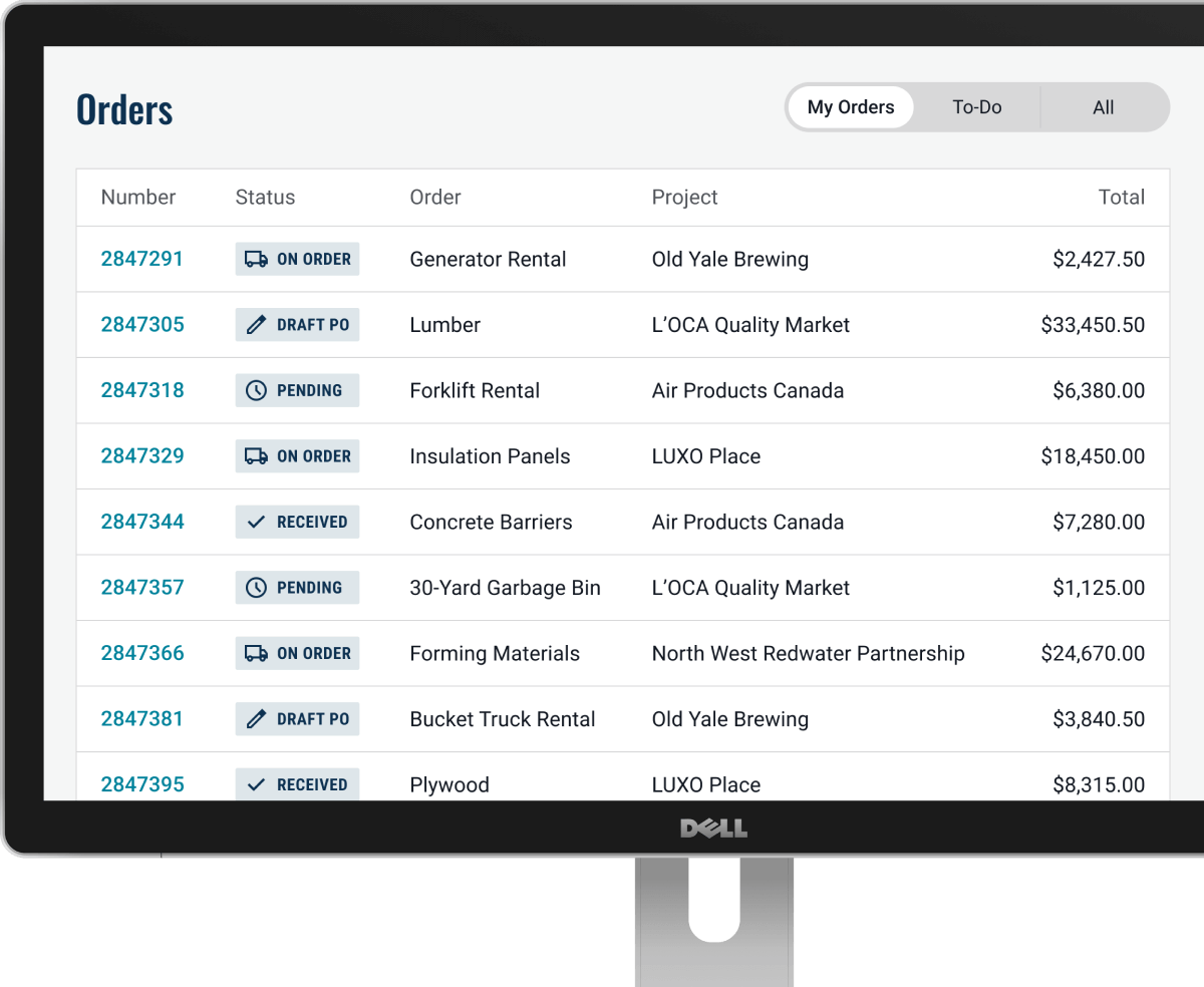 QuoteToMe live orders board