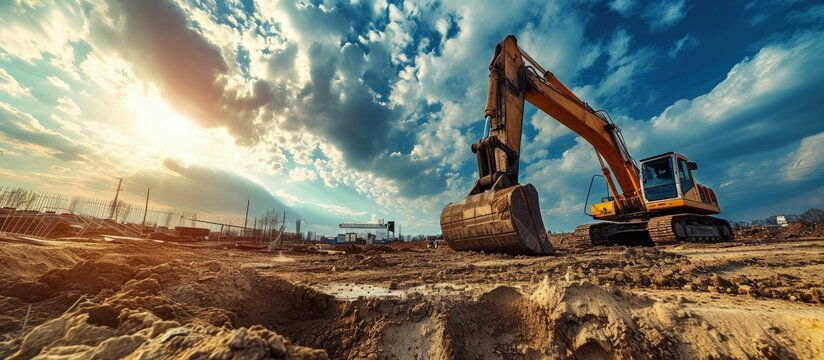 Excavator on an active jobsite